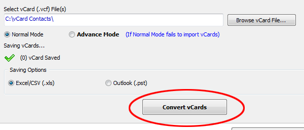 After completing the vCard Conversion process, software will show a confirmation box as shown below: